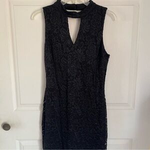BCX Women’s Black Lace V‎ Neck Dress L Sparkly Juniors Party Knee Length Large